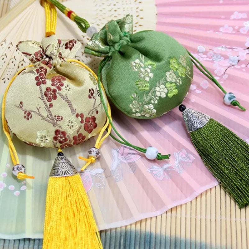 Vintage Brocade Sachet Bag – Hanfu Tassel Car Hang & Storage Decorative Sachet Pouch Axl
