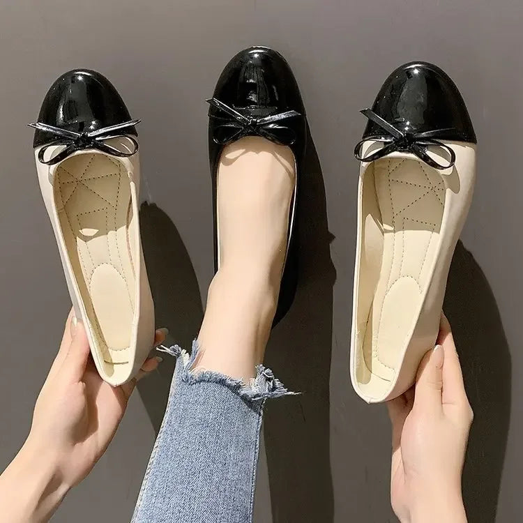 Women's Bow Knot Flat Shoes – Round Toe Slip-On Plus Size Women's Flat Shoes Axl