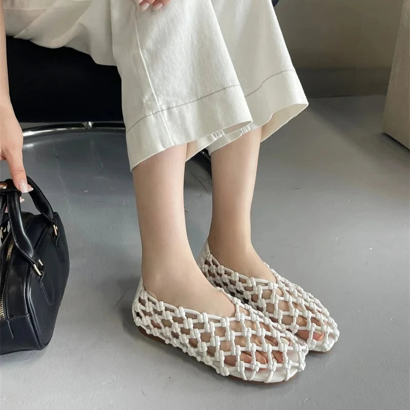 Women's Woven Mesh Flat Loafers – Breathable Slip-On Sandals Women's Flat Loafers Axl