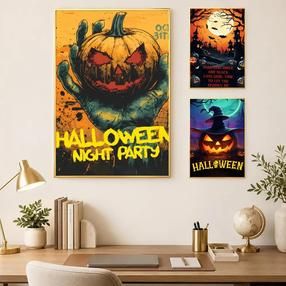 Halloween Self-Stick Wall Poster – Waterproof HD Home Decor Wall Art Poster Axl
