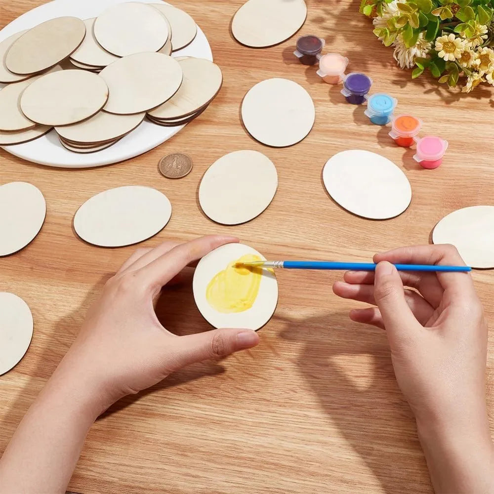 40 Pcs Unfinished Wood Oval Cutouts 2.75x2" | DIY Craft Blanks Wood Craft Blanks Axl