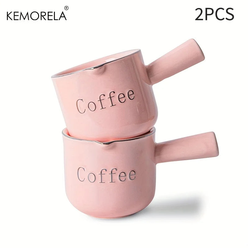KEMORELA Ceramic Espresso Measuring Cup 3oz 90ml – Pink & Gray Ceramic Measuring Cup Axl 2PCS Pink 90ml