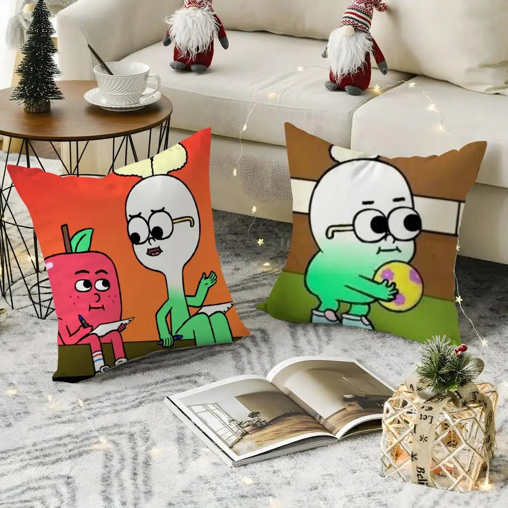 Anime Food Apples & Onions Linen Cushion Cover | Hidden Zipper Cushion Cover Axl