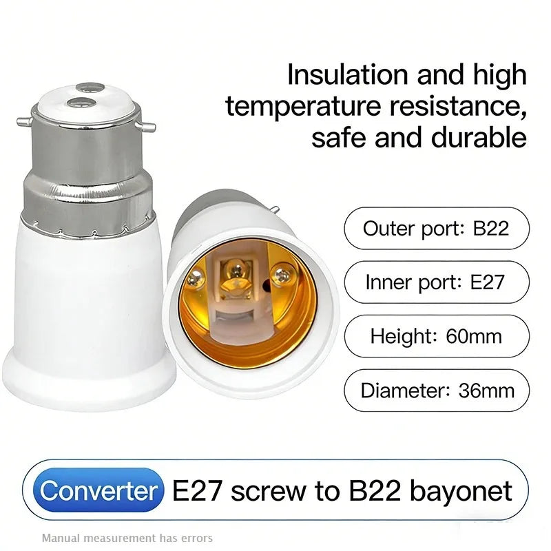 E27 to B22 Light Bulb Adapter 6-Pack – Screw to Bayonet Light Bulb Adapter Axl