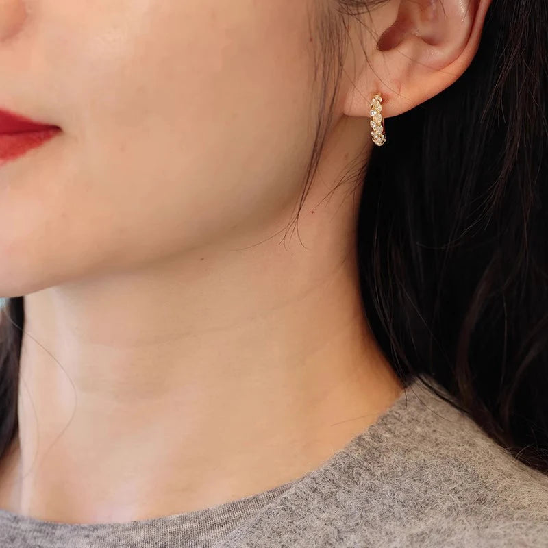 Huitan Cubic Zirconia Hoop Earrings – Trendy Women's Fashion Hoop Earrings Axl