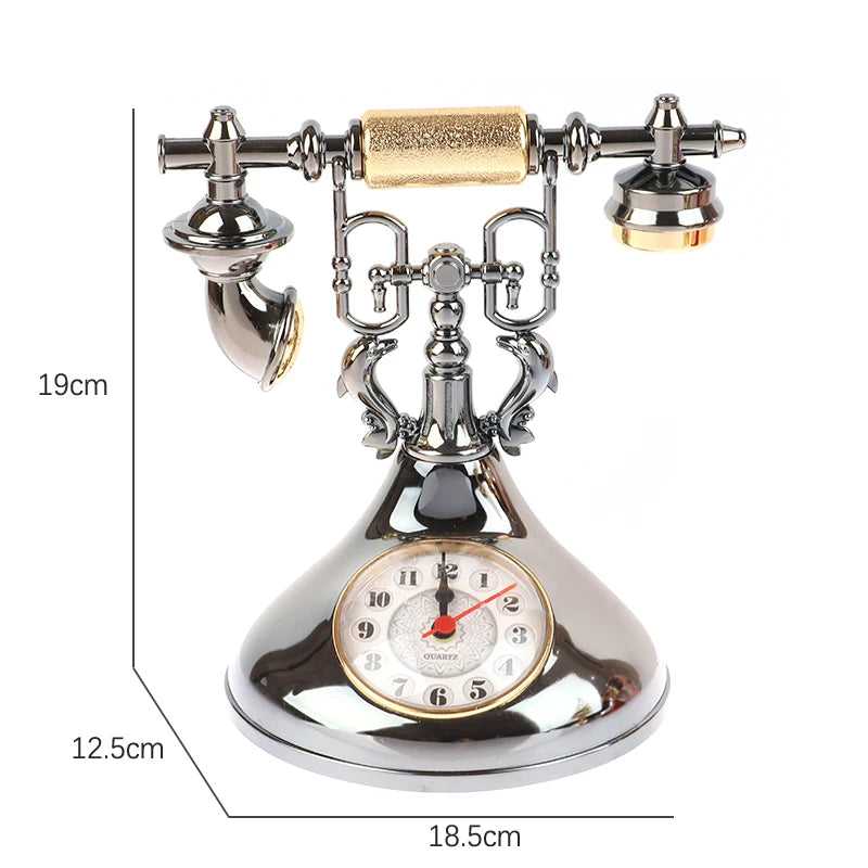 Retro Telephone Model Alarm Clock – Vintage Desktop Decor Decorative Alarm Clock Axl