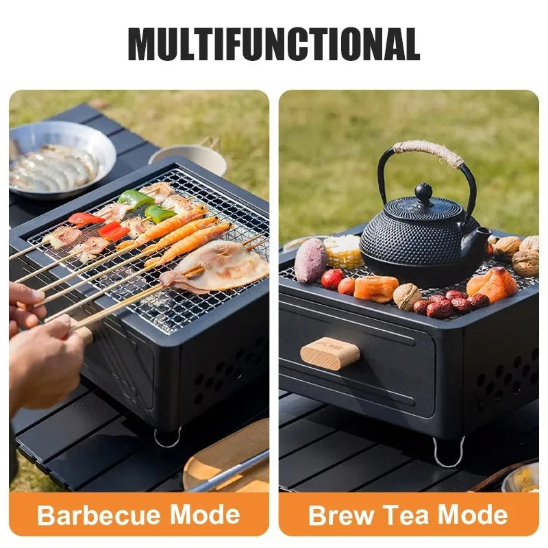Portable Charcoal BBQ Grill – Non-Stick Stainless Steel Brazier Charcoal BBQ Grill Axl