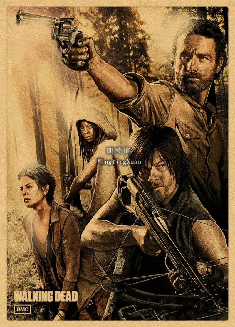 Walking Dead Vintage Kraft Paper Poster | Retro Wall Art Decor