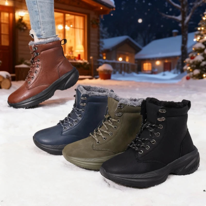 Women's Winter Snow Boots Wedge Lace-Up Warm Waterproof Women's Snow Boots Axl