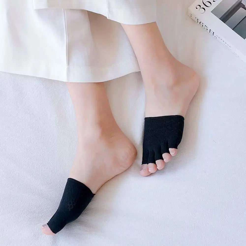 Women's Invisible Open Toe Non-Slip Mesh Cotton Socks Invisible Half Socks Axl
