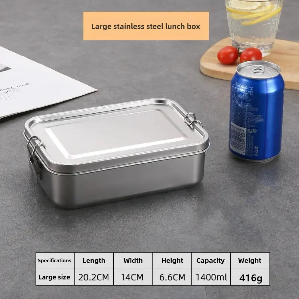 Stainless Steel Bento Box with Lockable Clips | Metal Lunch Box Bento Lunch Box Axl Large A