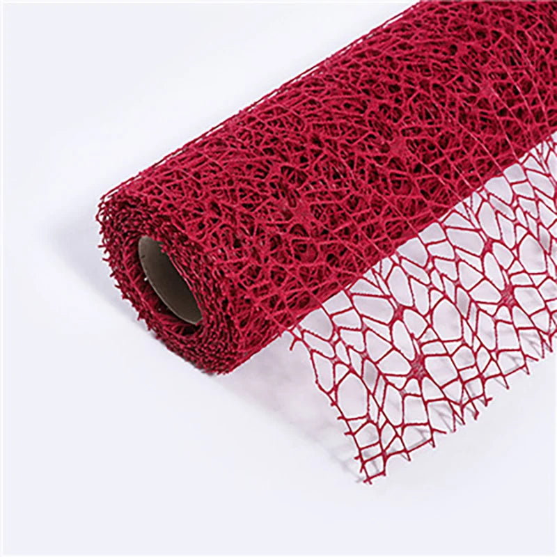 Floral Mesh Wrapping Paper Roll – Hollow Net Bouquet Wrap Bouquet Wrapping Paper Axl Wine red