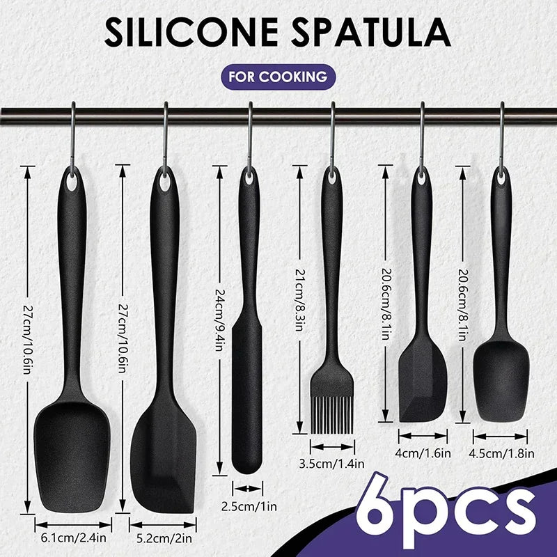 6-Piece Silicone Spatula Set – Cake Frosting Kit with Brush Silicone Baking Set Axl