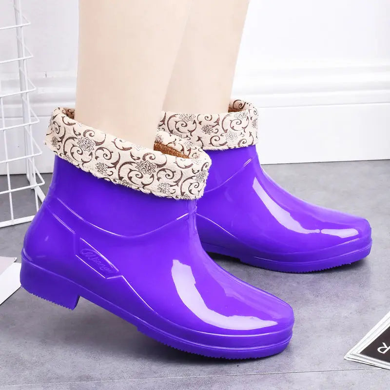 Lorilury Women's Non-Slip PVC Ankle Rain Boots | Galoshes Women's Rain Boots Axl