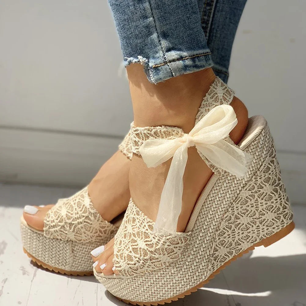 Women's Lace-Up Wedge Platform Sandals – High Heel Summer Wedge Platform Sandals Axl