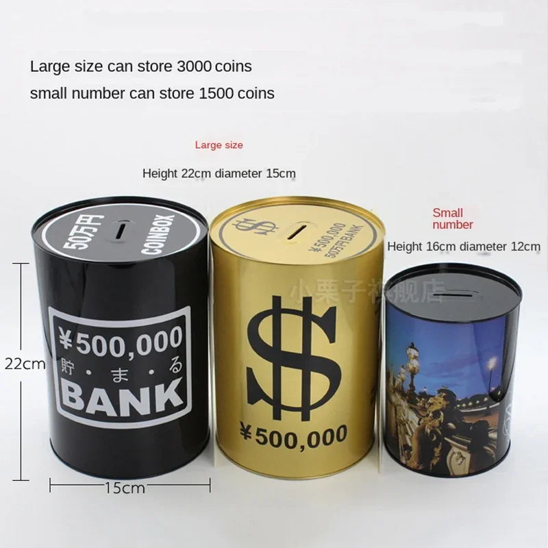 Large Gold Metal Piggy Bank – Coin & Paper Money Saving Jar Metal Piggy Bank Axl
