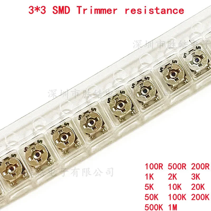 10PCS SMD 3x3 Trimmer Potentiometer | Variable Resistor 100Ω–1M Trimmer Potentiometer Axl 100K ohm