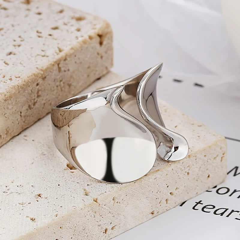 Huitan Geometric Wide Opening Ring for Women | Brass Fashion Fashion Ring Axl