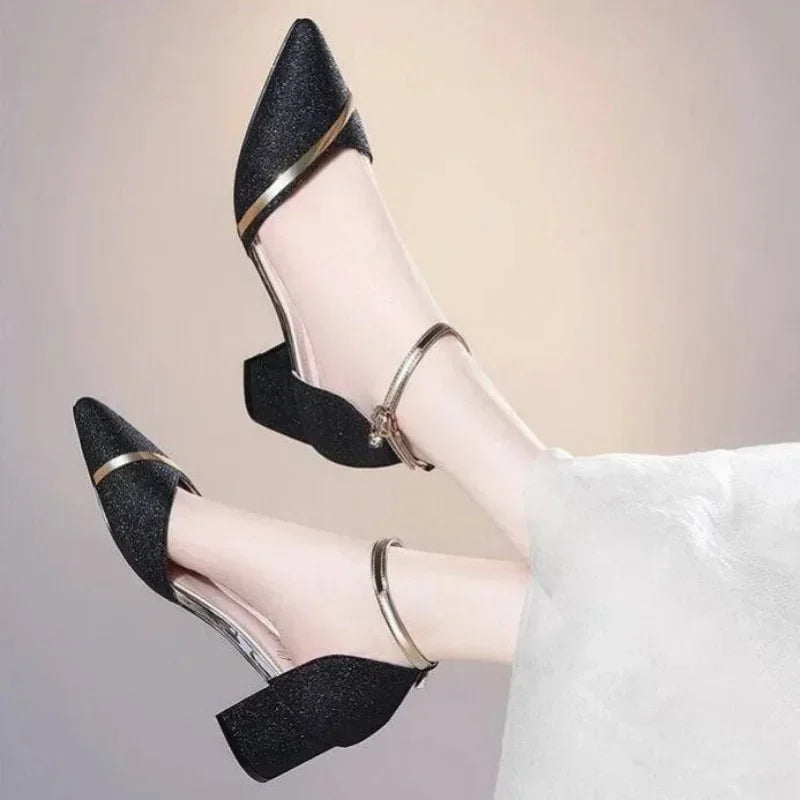 Women's Pointed Toe Square Heel Sandals | Wedding Party Pumps Heeled Sandals Axl
