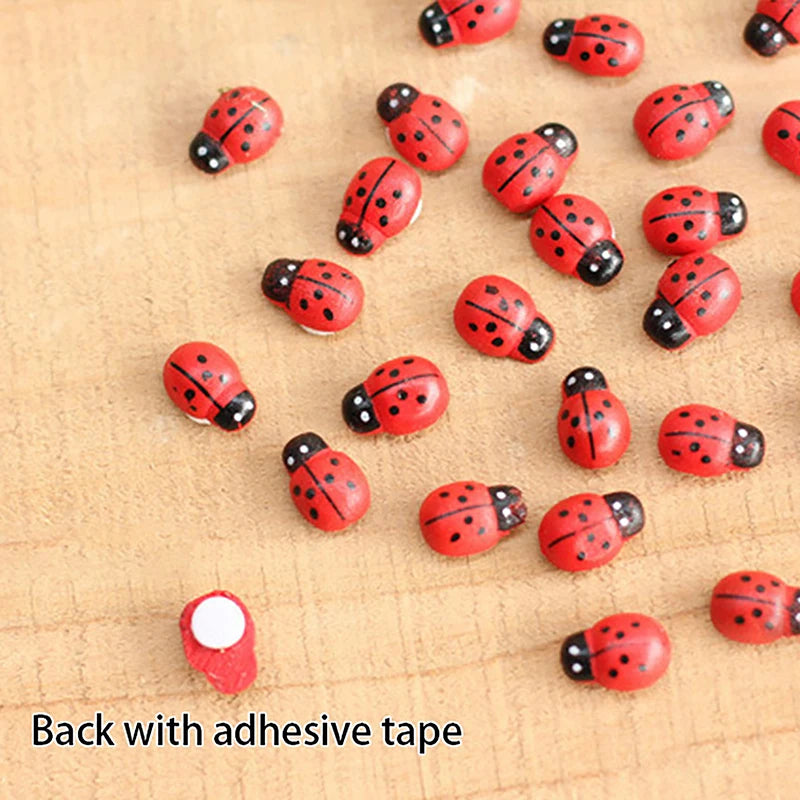 Mini Wooden Ladybug Sticker Ornaments 50/100 Pcs – DIY Craft Decor DIY Craft Ornaments Axl