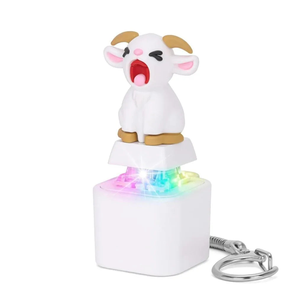 Screaming Goat LED Clicker Keychain – Animal Sound Fidget Toy Novelty Fidget Keychain Axl A