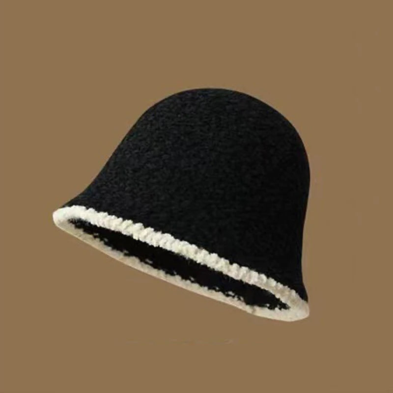 Women's Colorblock Knit Bucket Hat – Fleece Lined Winter Beanie Knit Bucket Hat Axl Black
