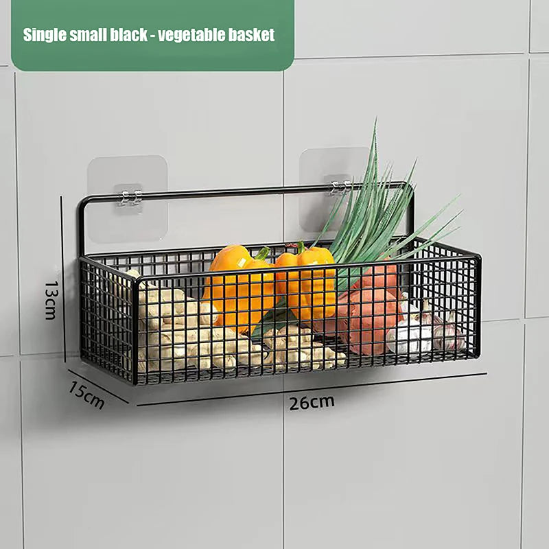 No-Drill Wall Mount Bathroom Shelf & Kitchen Storage Rack Wall Mount Shelf Axl M Black