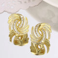 Huitan Gold Cubic Zirconia Stud Earrings – Geometric Fashion Stud Earrings Axl E3779