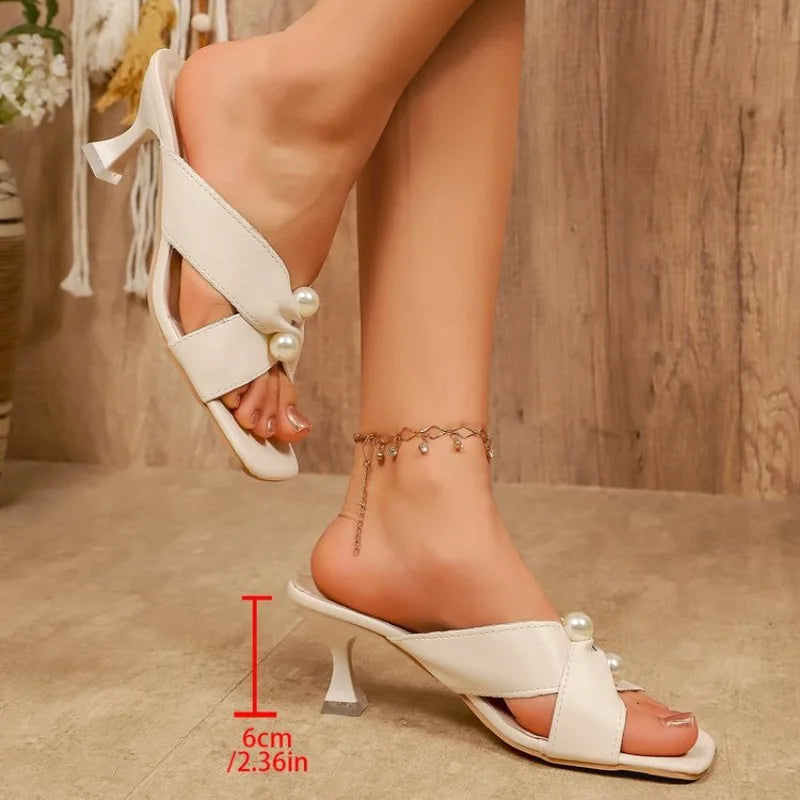 Women's Pearl Kitten Heel Sandals – Pink Party Shoes Size 4–10 Kitten Heel Sandals Axl