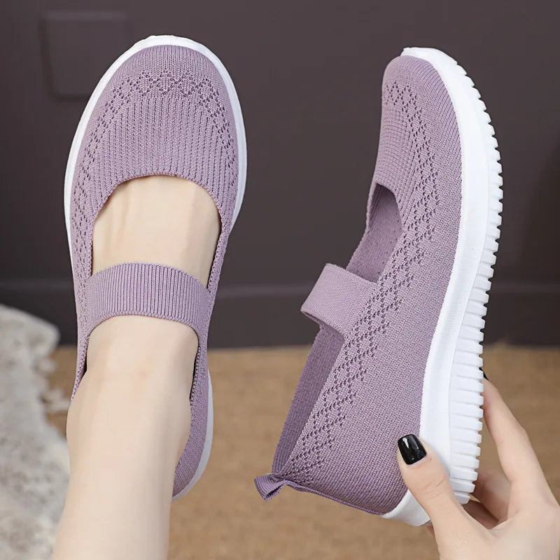 YBQJOO Women's Lightweight Breathable Casual Flat Sports Shoes Women's Flat Sneakers Axl 37 Lavender