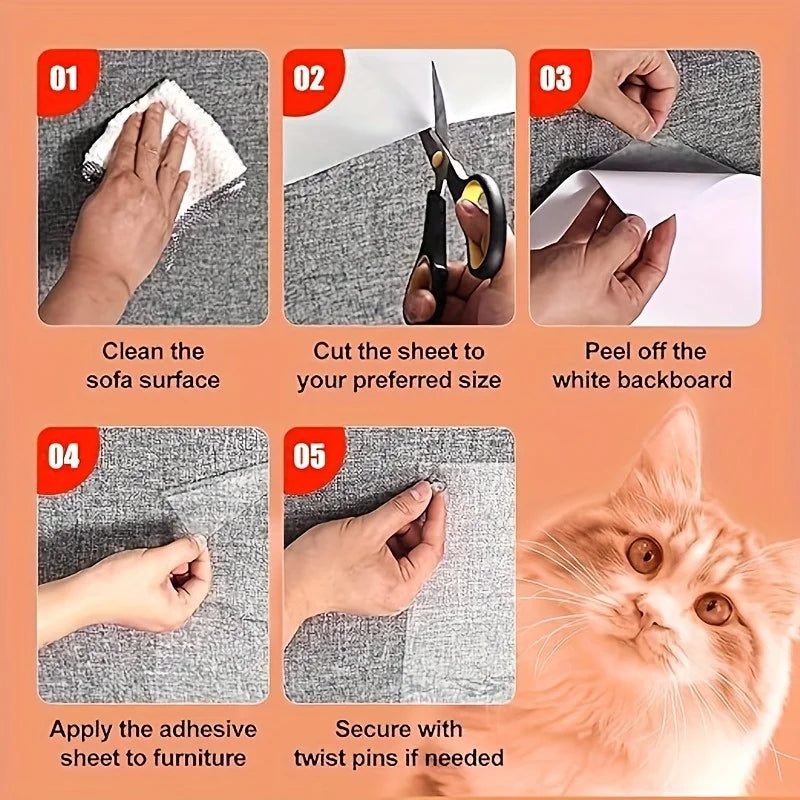 Cat Scratch Guard Tape 10pc – Clear Furniture Protector Stickers Cat Scratch Deterrent Axl
