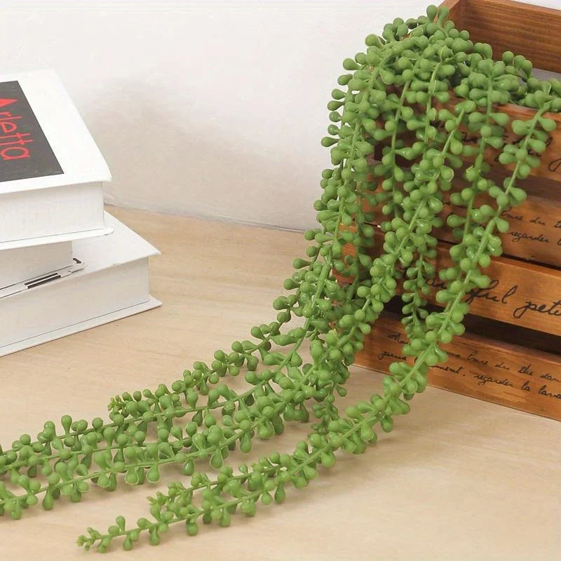 Artificial Succulent Vine Pendant – Fake Hanging Plant Rattan Artificial Plant Vine Axl green