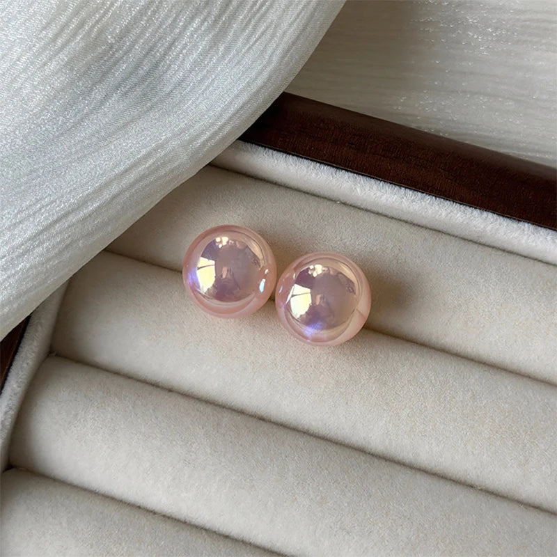 Pink Imitation Pearl Stud Earrings – Elegant Women's Jewelry Pearl Stud Earrings Axl 14mm