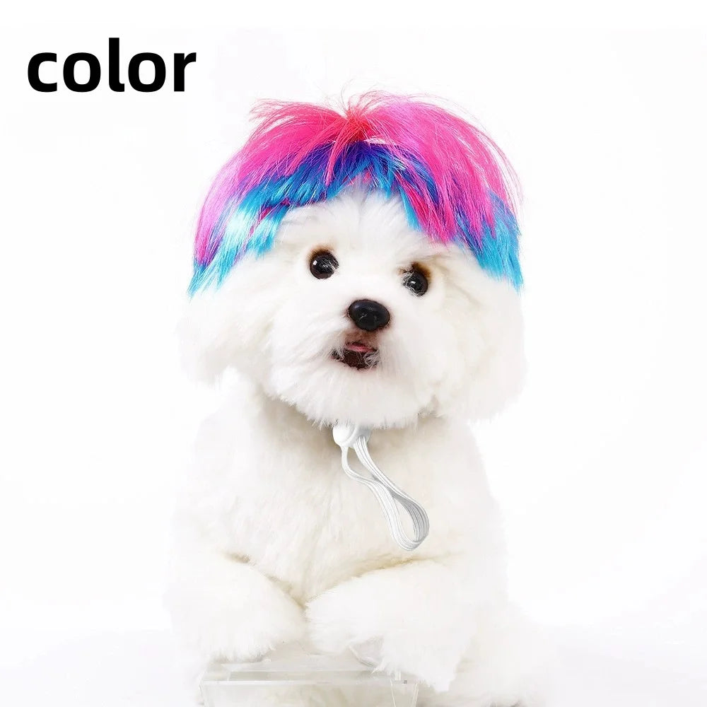 Funny Pet Bob Wig for Cats & Dogs – Halloween Cosplay Pet Costume Wig Axl color