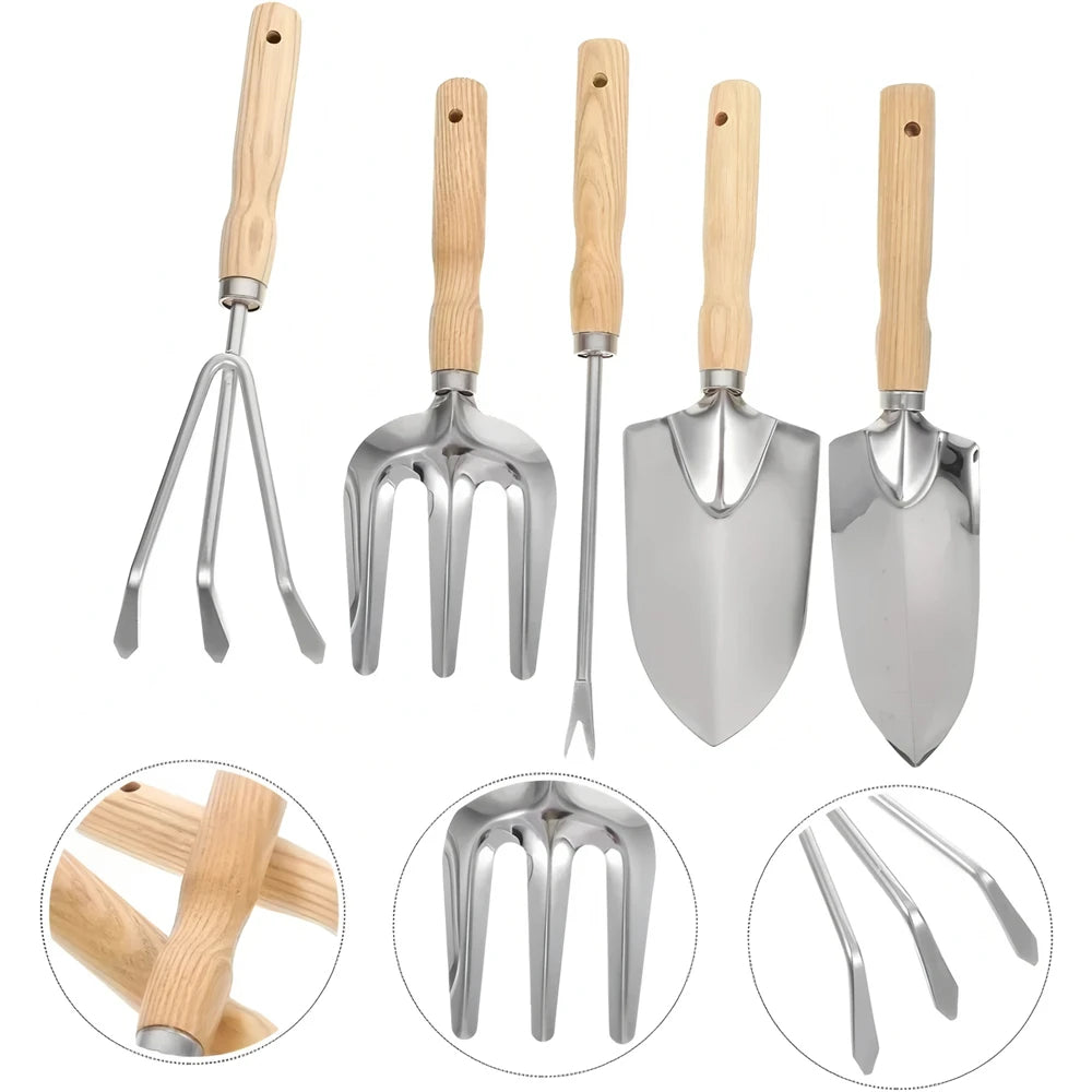Garden Hand Trowel, Rake & Cultivator Set – 1 or 5 Pcs Garden Hand Tool Set Axl