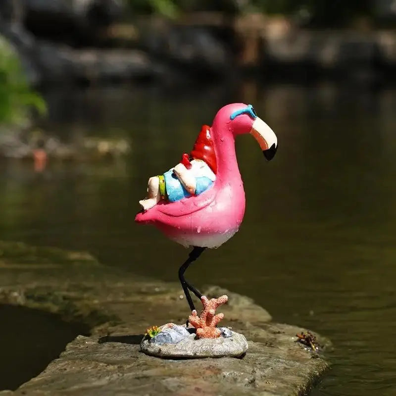 Cartoon Flamingo Garden Statue – Resin Lawn & Patio Ornament Garden Statue Axl