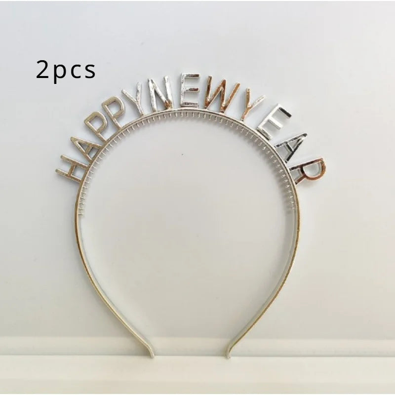 Happy New Year Headbands – Festive Party Accessories for Women Party Headband Axl Silver-2pcs