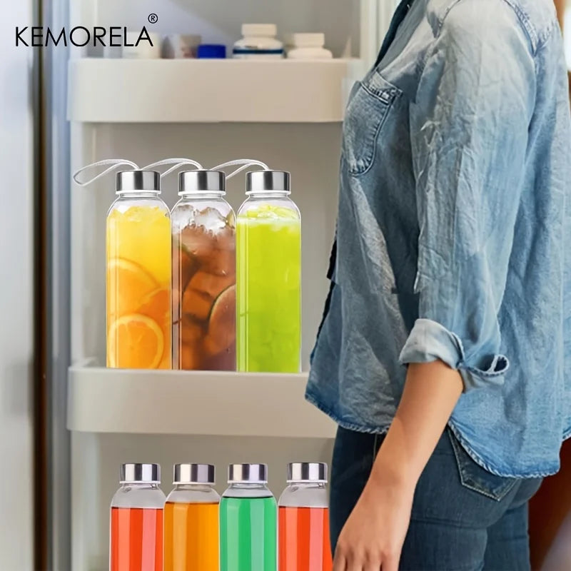 KEMORELA Glass Water Bottle with Strap 500/750/1000ml Glass Water Bottle Axl