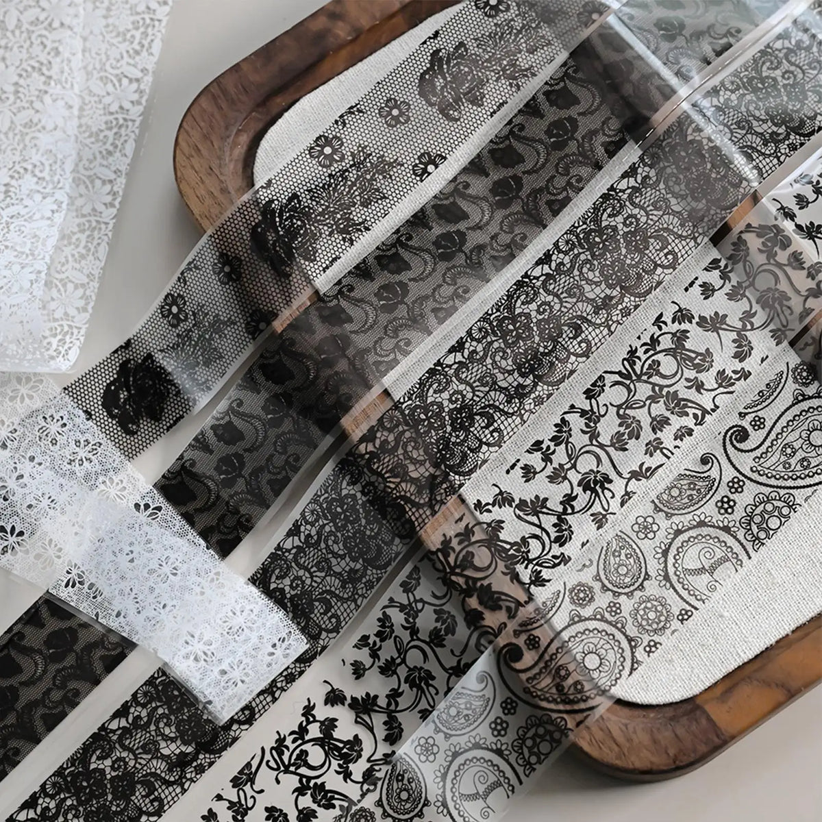 Lace Nail Foil Transfer Stickers – Black & White Floral, 10 Rolls Nail Art Stickers Axl