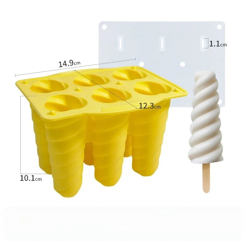 6-Hole Silicone Popsicle Molds – DIY Ice Cream & Ice Pop Maker Popsicle Mold Set Axl Yellow