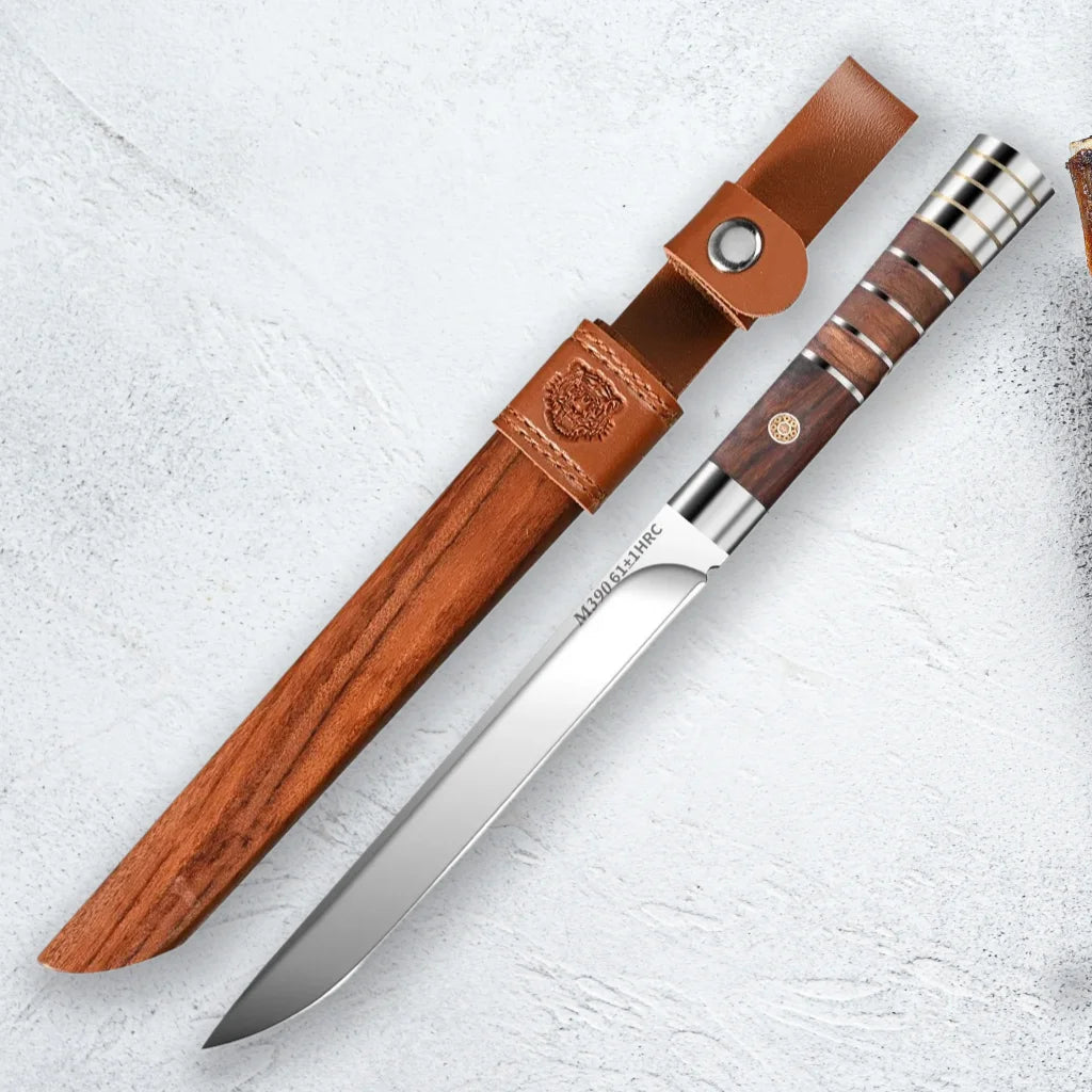 Meat Cutting Knife Set – 5Cr Steel Blade & Wooden Sheath Kitchen Knife Set Axl