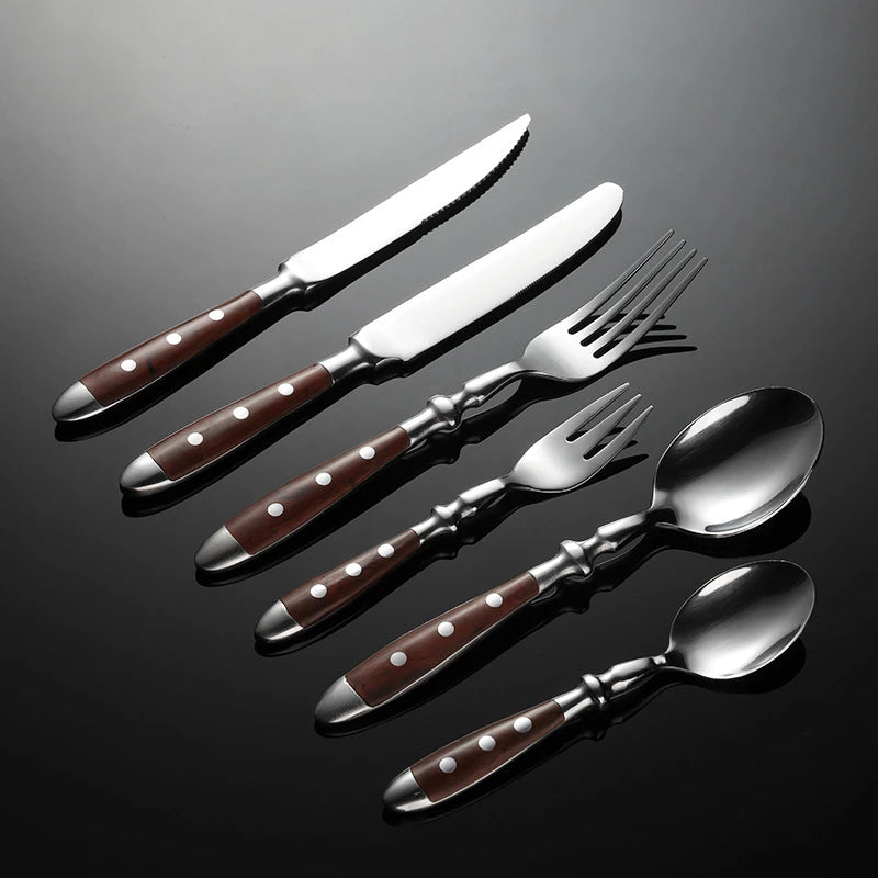 6-Piece Stainless Steel Flatware Set – Knife, Fork & Spoon Flatware Set Axl 6pcs