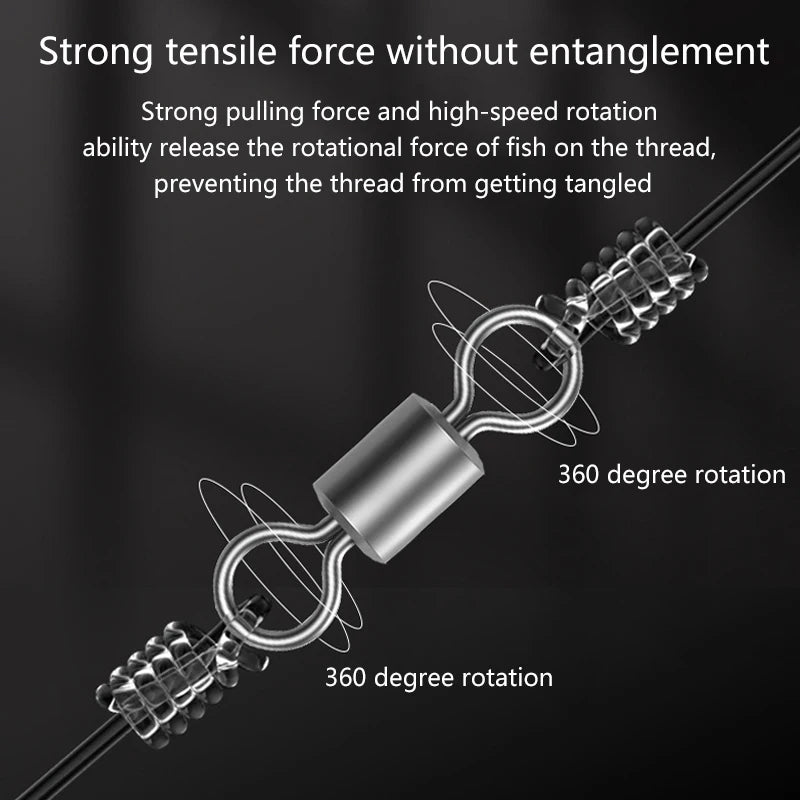 100 Pcs Stainless Steel Rolling Fishing Swivels | Line Connector Fishing Swivels Axl