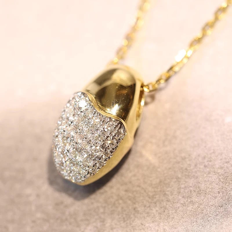 Huitan Two-Tone Egg Pendant Necklace – Cubic Zirconia Pendant Necklace Axl