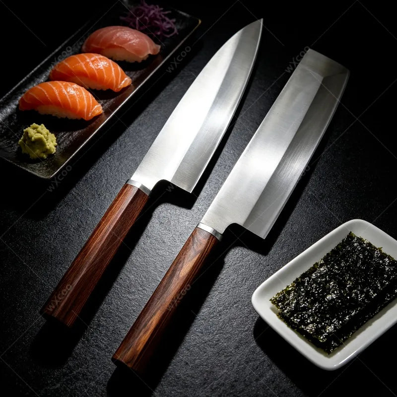 WXCOO 5Cr15 Stainless Steel Sashimi & Chef Knife – Wood Handle Kitchen Chef Knife Axl