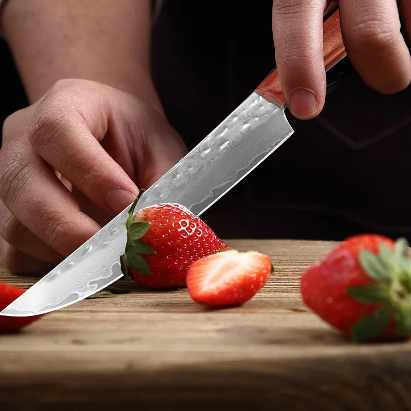 Hand Forged Damascus Steel Kitchen Knife – Wooden Handle Damascus Kitchen Knife Axl