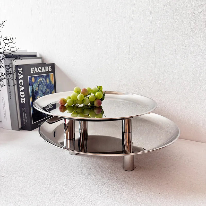 Stainless Steel Round Storage Tray | Modern Minimalist Organizer Storage Tray Axl