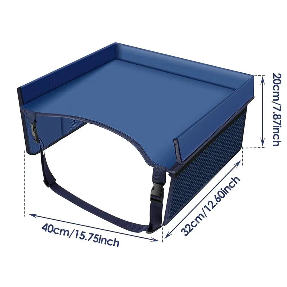 Kids Foldable Car Seat Tray – Travel Table with Pockets Kids Travel Tray Axl Blue