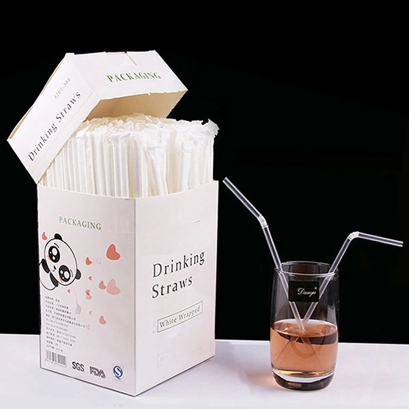 100/300 Pcs Individually Wrapped PP Jumbo Drinking Straws Drinking Straws Axl