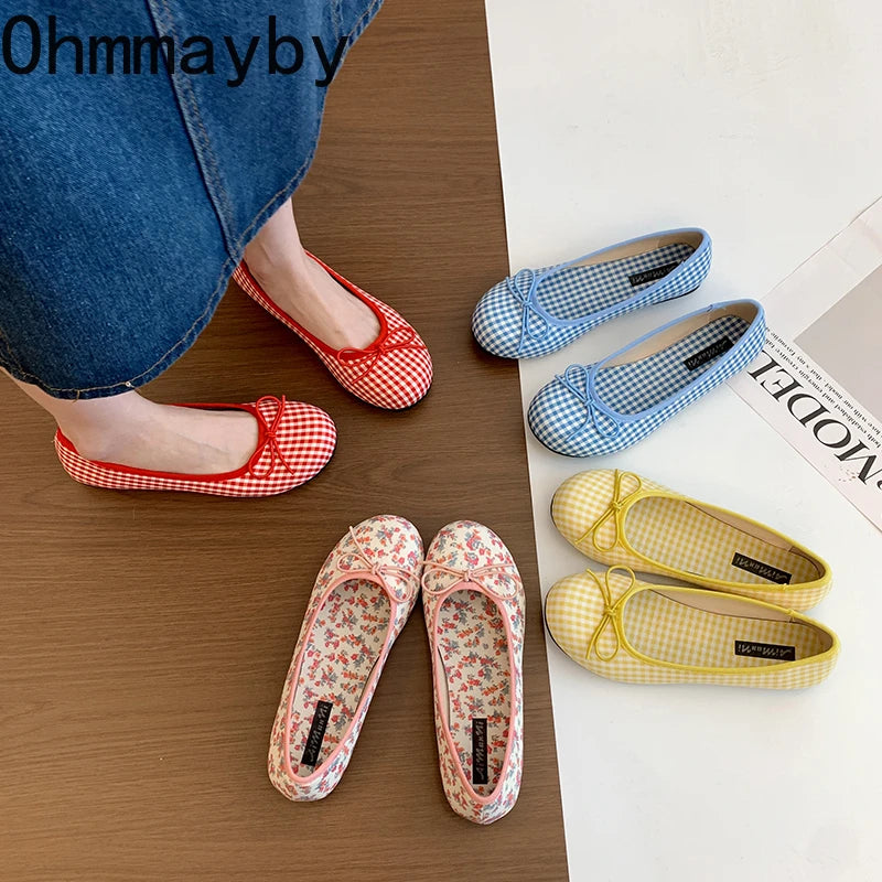 Women's Floral Ballet Flats – Butterfly-Knot Slip-On Dress Shoes Women's Ballet Flats Axl